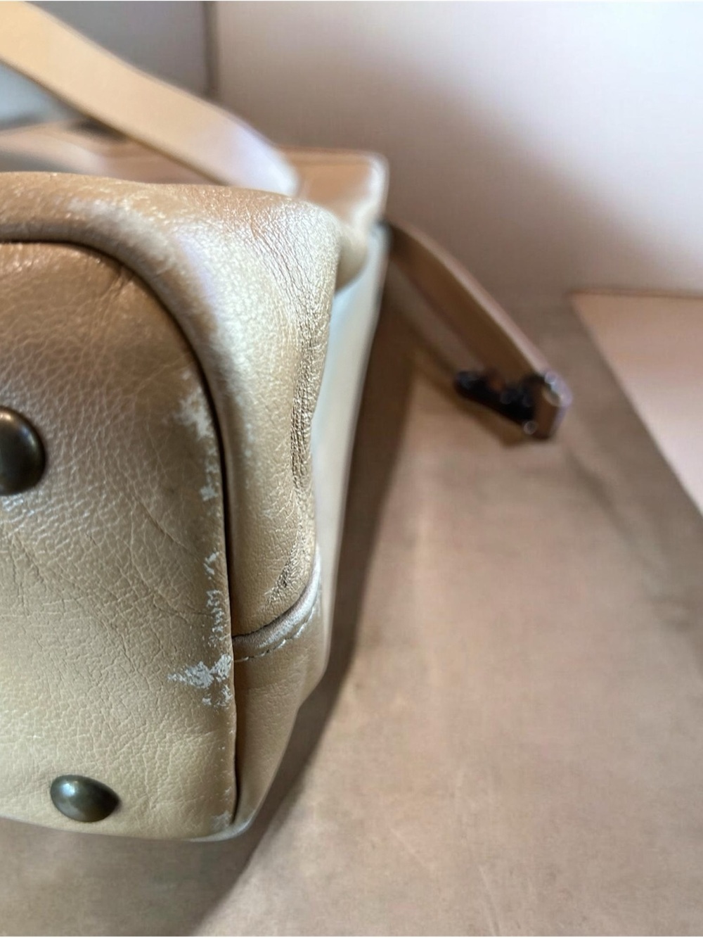 LONGCHAMP Belt Leather Hand Tote Bag Women Yellow /tan Genuine - Picture 6 of 16